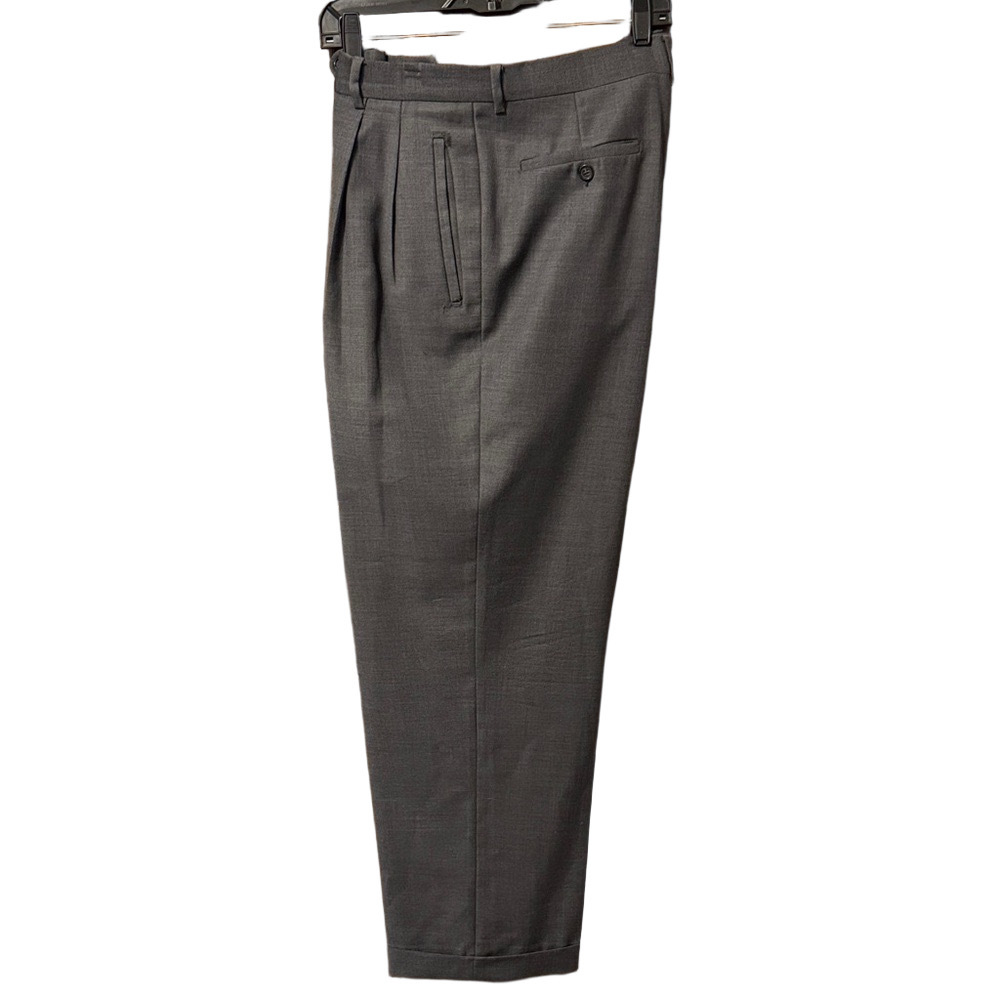 Bachrach Men's Gray 100% Wool Pleated Cuffed Dress Pants Trousers